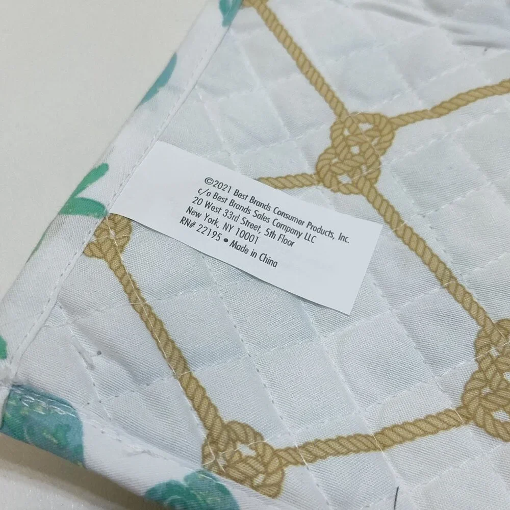 Best Brands Reversible Quilted Placemats - 4 Total Coastal Sea Shell 13
